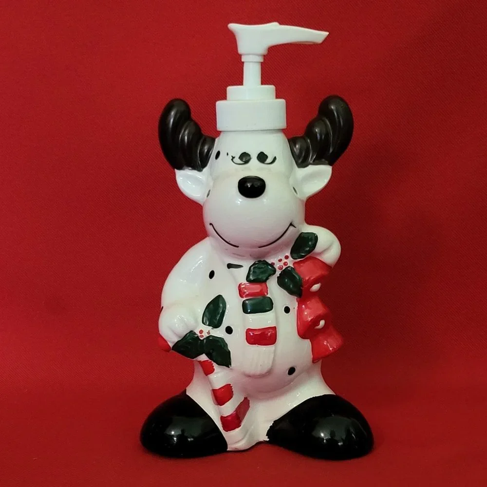 Ceramic Christmas Reindeer Soap Lotion Dispenser for Kitchen Bath